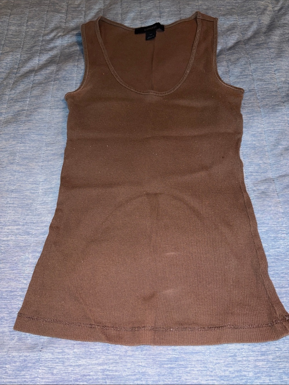Express Brown Ribbed Scoop Neck Tank